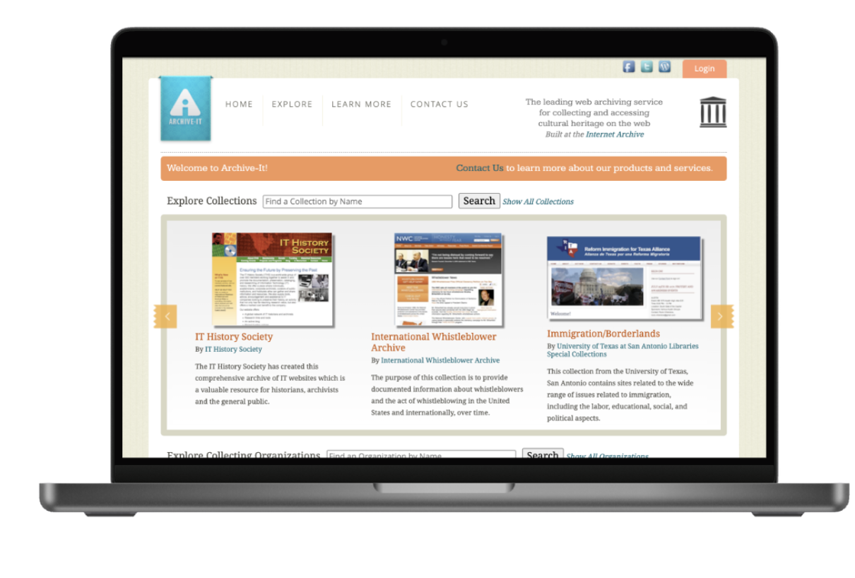 Archive-It original interface