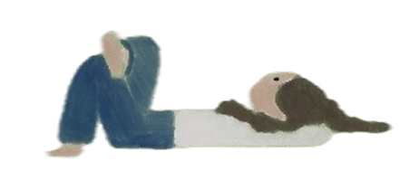 Illustration of a girl lying down reading
