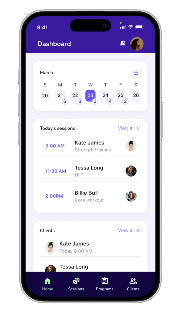 Spotter mobile app dashboard