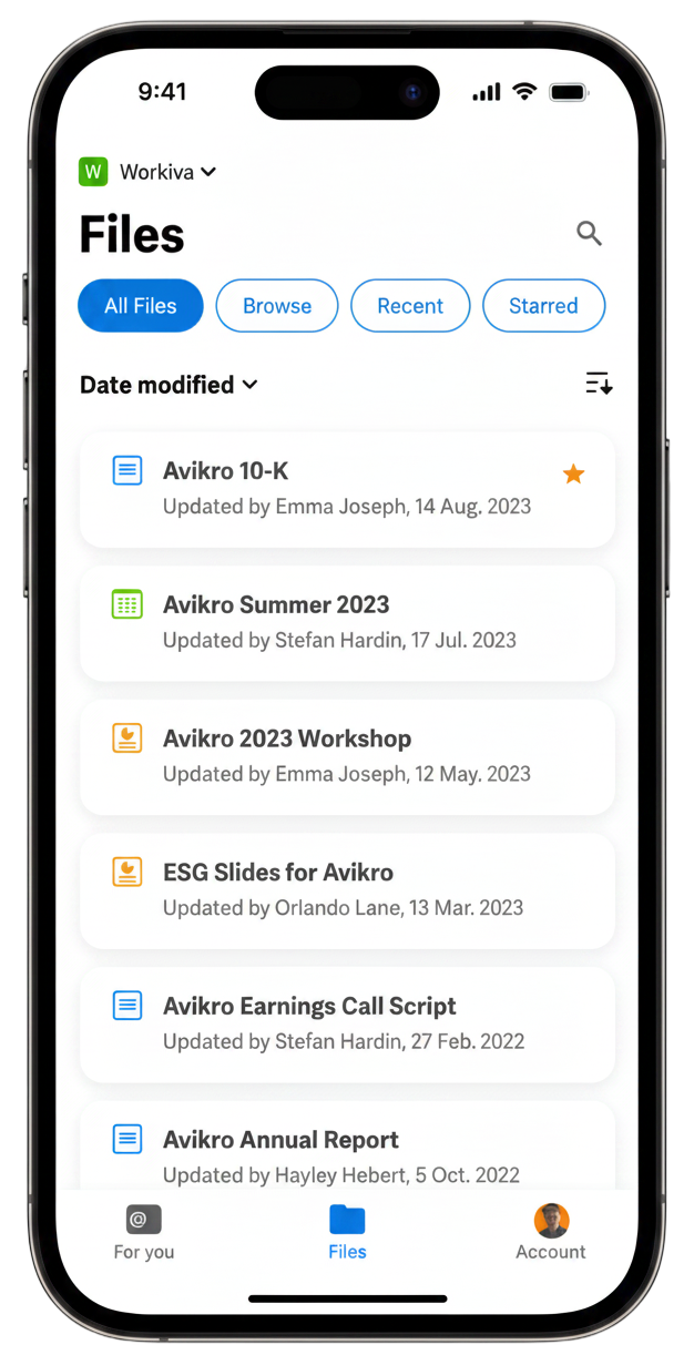 Workiva mobile app
