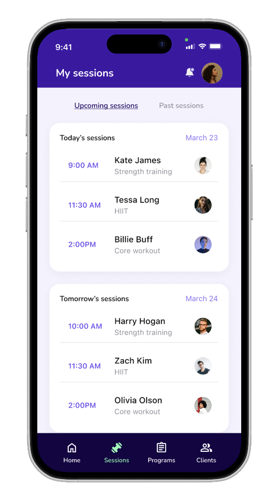 Mobile — session view