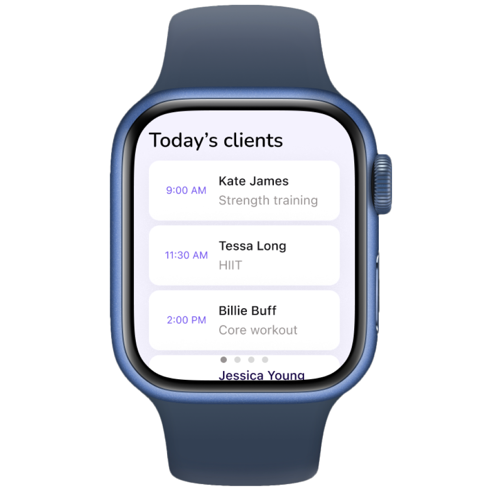Today's clients list on Apple Watch