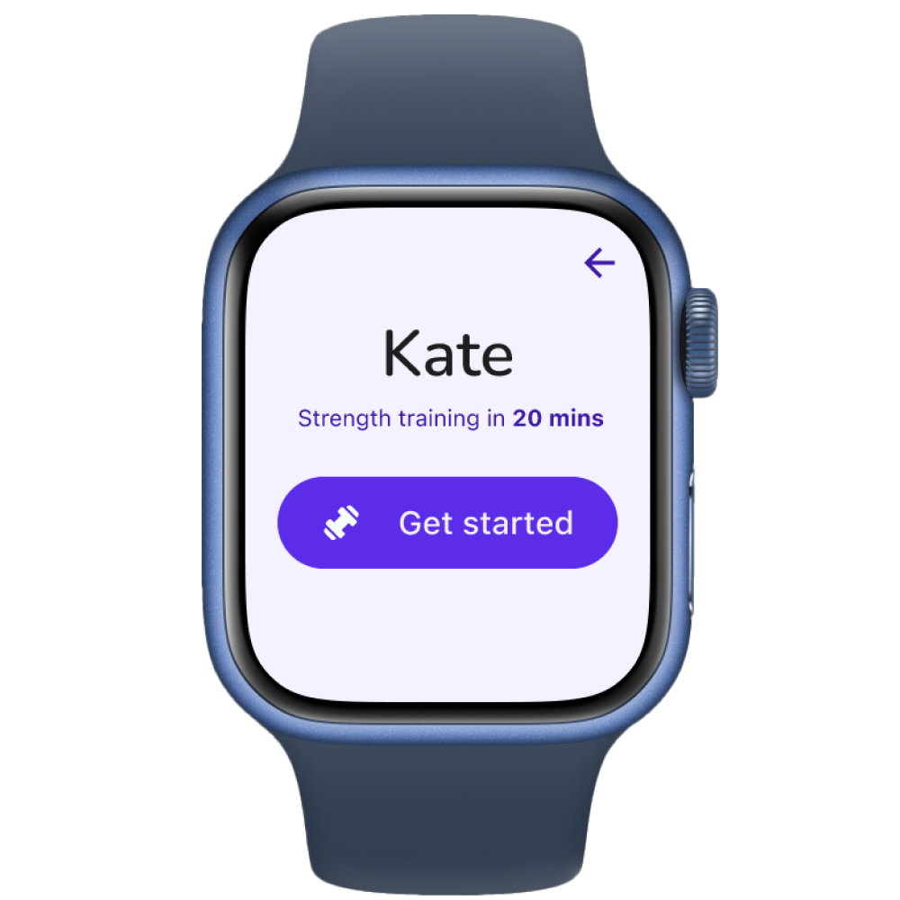 Client pre-session screen on Apple Watch
