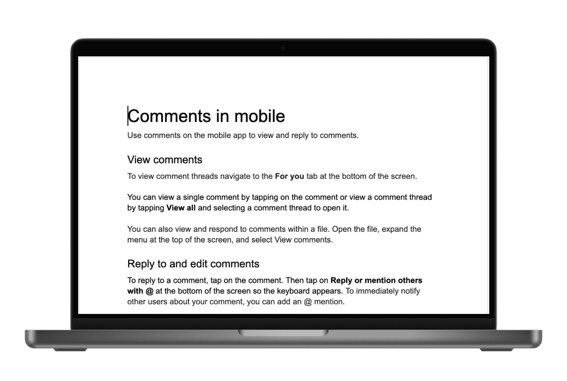Workiva comments mobile screen